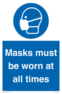 Masks must be worn at all times
